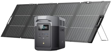 ECOFLOW DELTA 2 Max Solar Generator, 2048Wh Capacity LFP Battery Portable Power Station & 220W Solar Panel, Upto 3000W AC Output, the product is unused, only part of the packaging is defective|Renewed
