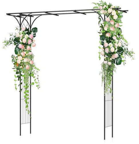 RELAX4LIFE Rosenbogen 205x52x206 cm, Rosenspalier aus Metall, Gartenbogen für Kletterpflanzen, Torbogen Garten, Rankbogen für Hochzeit Party Hinterhof Veranda (Schwarz)