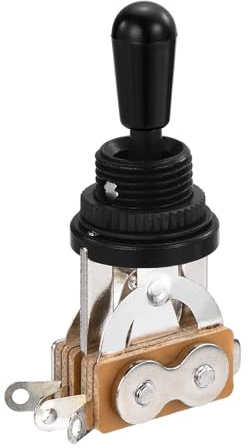 sourcing map 3 Way Short Straight Guitar Toggle Switch Pickup Selector Black with Black Tip Knob Caps for Electric Guitars Parts Replacement