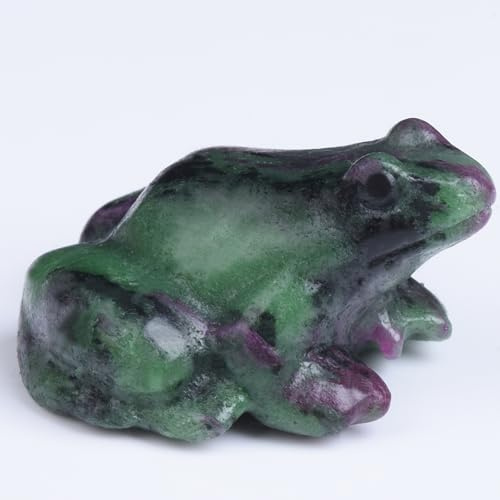 QLRSUXN 2 Inch Ruby Zoisite Frog Crystal Figurine,Frog Gifts Healing Crystal Decor,Frog Garden Statue Stone Energy Gemstones, in Bedroom Office Christmas Meditation Gifts Aquarium Decoration
