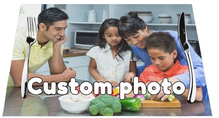 RoPox Personalisierte Tischsets, Tischset mit Foto personalisiert, Geschenk zum Geburtstag, Weihnachten, rutschfeste & abwischbare, Geschenkidee - Tischset mit Foto und Text