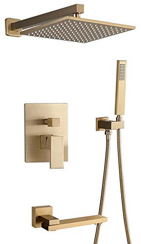 Unterputzarmatur Dusche Set, Regendusche mit Anti-Kalk-System mit Thermostat, Duschsystem Unterputz Komplettset für Modernes Badezimmer mit Thermostat, SAGGION, d, mit Wasserhahn