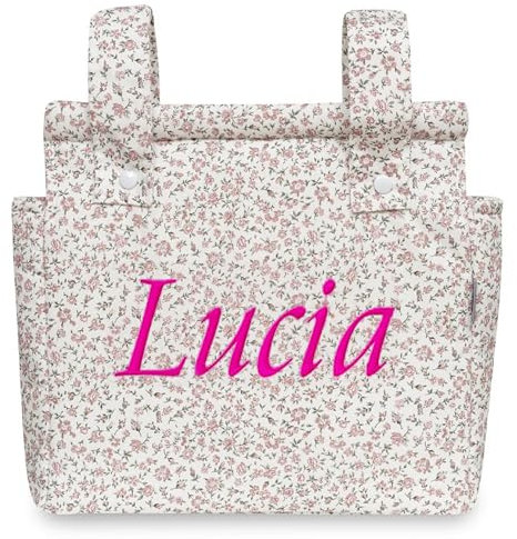 various - Talega para silla de Paseo Bolso Panera Carrito Bebe -Personalizable Nombre Bebé Bordado con Diseño Práctico y Funcional Cierre con Cremallera olso organizador de muselina Color Negro