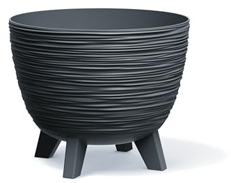 Stolmet Flower Pots with Legs, Round Planter Pots, Perfect for Indoor and Outdoor Decorating, Available in Four Colours, Capacity of 5L to 26L (Anthracite, 240Ø)