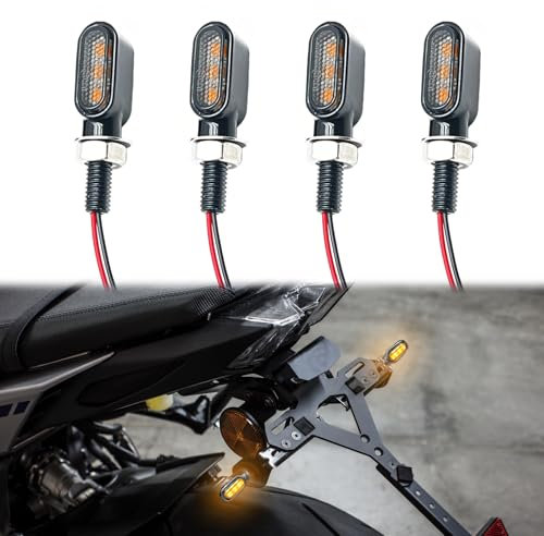 SIGANDG 4 pcs Mini Indicatori di Direzione,Frecce Moto LED 12V, Indicatori di Direzione a LED per Moto, Impermeabili, Omologati E per Moto, Auto a Pedali