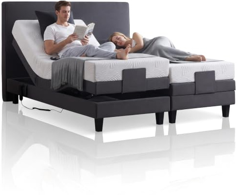 De RUCCI Motorbett, Boxspringbett mit elektrischer Verstellung, 7-Zonen Matratze, Modell 209E Riva Bestes Preis-Leistungs-Verhältnis, Zwei Jahre Garantie auf den Bettmotor (Anthrazit, 200 x 200 cm)