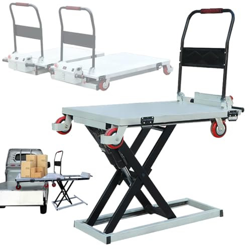 Eastnmythet Carrello Elevatore a Forbice Idraulico Elettrico, Carico 300 Kg/660 Libbre, Altezza di Sollevamento 100cm/40 Pollici, Carrello Elevatore Elettrico per Ponteggi