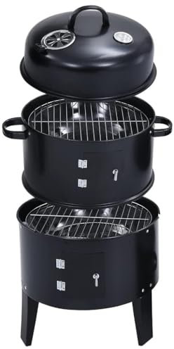 ShGaxin Barbecue fumoir à charbon 3 en 1, charbon de bois, fumoir barbecue, barbecue au charbon et le?a, 40 x 80 cm