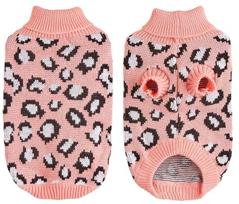 Dcsfadq Rosa Leopard Hundepullover Für Kleine Hunde - Dackel Pullover, Hundemantel Winter, Hundepullover Französische Bulldogge - Leicht Und Tragbar Für Herbst Und Winter (L)