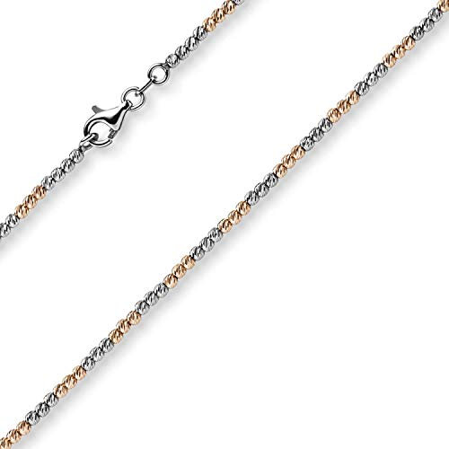 1,8mm Collier Kugelkette aus 585 Gold Weißgold Rotgold bicolor Halsschmuck, 42cm