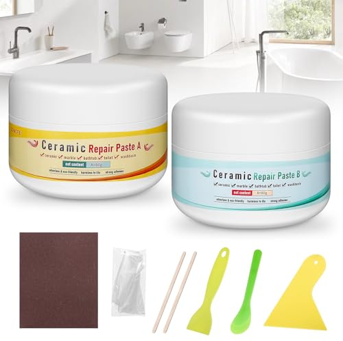 Kit di Riparazione Vasca da Bagno, Kit di Riparazione Doccia Ceramica, Lavello Smalto Piatto Doccia Kit Riparazione, Kit Riparazione Piastrelle per Graffi, Buchi, Crepe