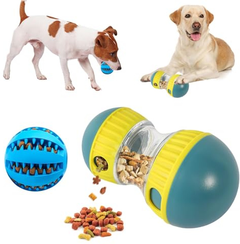 Juguete Inteligente para Perros, 2 Piezas Juguete Interactivo para Perros Pelota Comida para Perros Alimentador Lento, Juguetes para Perros Que Promueven la Digestión para Pequeños Medianos(Verde)