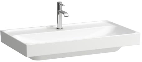 Lavabo sobre encimera Laufen Meda, pulido, 800x460mm, 1 agujero para grifo, sin rebosadero, H8161177571111, Color: blanco mate
