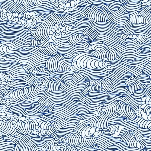 Abziehbare Tapete Vintage abstrakte Meereswelle Mustertapete Blaue gelbe Meereswelle Klebefolie Möbel Muster Tapeten Klebetapete Vinyl Wrap Wandtapete Wohnzimmer Schlafzimmer Möbelfolie Bunt Wasser