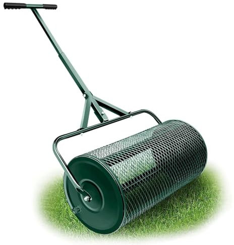 QLSABIA Spandiconcime, spandiconcime per Torba, spandiconcime Leggero a rulli, con Maniglia a T, per Prato e Giardino, Verde