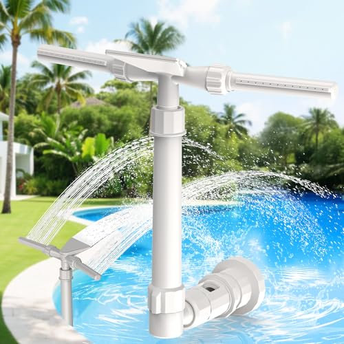 XJUGEZ 3 in 1 Pools Wasserfall Für Aufstellpools,360° Verstellbarer Dual-Mode-Wasserfall-Poolsprinklerbrunnen, Druck- und höhenverstellbares Poolzubehör für Bodenpools