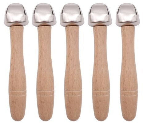 Nicear 5 Stück Handglocke Holz Schellenstab Schellen Rassel Glocken Musikinstrumente Handglocken Rassel Für Weihnachtsfeier