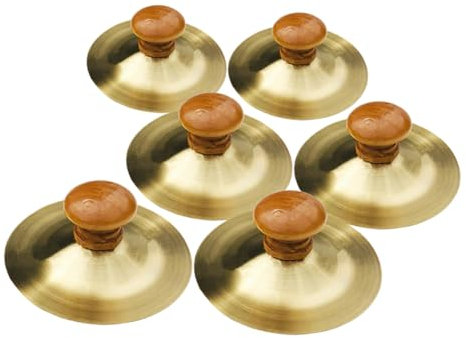 YARNOW 6piezas Platillos De Dedo para Danza del Vientre Instrumentos Musicales Metálicos con Mangos De Madera Adecuado para Fiestas