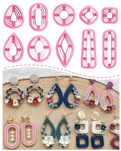Keoker Lot de 12 emporte-pièces en argile de forme organique, cercles concentriques pour bijoux en argile polymère (couleur extrudée)