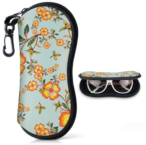 Custodia per Occhiali da Sole con Cerniera per Donna&Uomo Borsa per PortaOcchiali in Neoprene Morbida & Ultraleggero Custodie per Occhiali Portatile con Moschettone per Occhiali Chiavi(Orange)