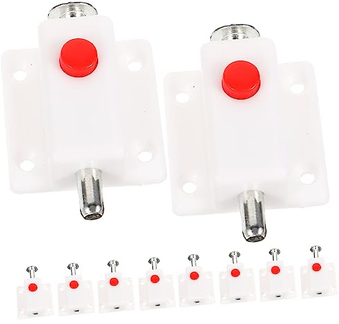 HORIALENCE 10 pièces Serrures à Ressort pour Portes de Cabinet Verrous de Porte Plastique avec Mécanisme à Ressort Accessoires de Sécurité Blanc avec Couvercle