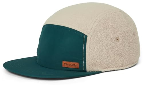 Topo Designs Full Dome Fleece Cap, Oatmeal/Pond Blue