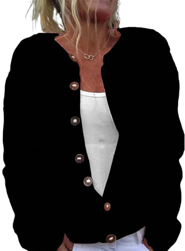 Gienslru Strickjacke Damen Trachten Cardigan Leicht Jacken übergangsjacke Strickcardigan Ugly Christmas Sweater Longstrickjacke Grobstrickjacke Strick Bolero mit Knopfleiste Damenstrickjacke