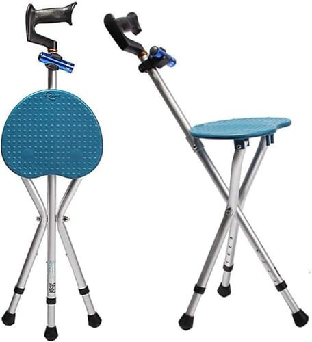 Tabouret de marche – Canne pliante épaisse avec coussinets antidérapants pour les personnes âgées et les personnes âgées, bâton de siège portable pour homme et femme