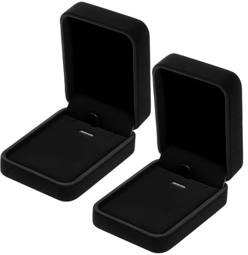 BaiDekun 2 Stück Schwarze Samt schmuckschatulle und schmuckkästchen klein – Hochwertige Jewelry Box für Damen Schmuck Geschenk, ideal für Halskette, Ohrringe, Armband und Ring