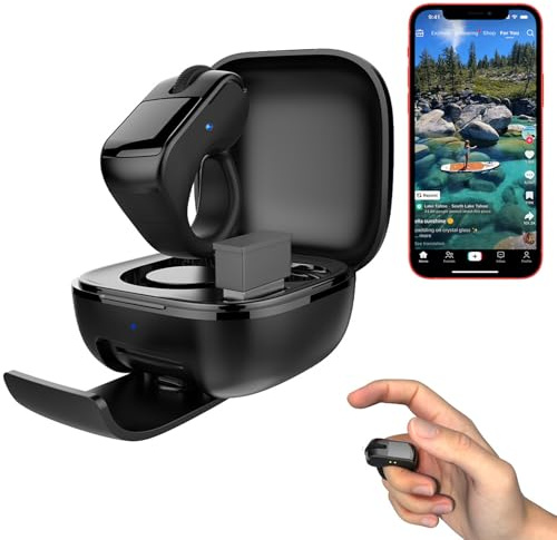 Fingerspitzen Scrolling Ring,Dual-Mode+Touchpad Bluetooth5.3+2.4G Page Turner für Tik Tok iPhone iPad,2-in-1 Tragbare Handheld Bluetooth Maus mit Fernbedienung,Kabellose Fernbedienung Finger Scroller