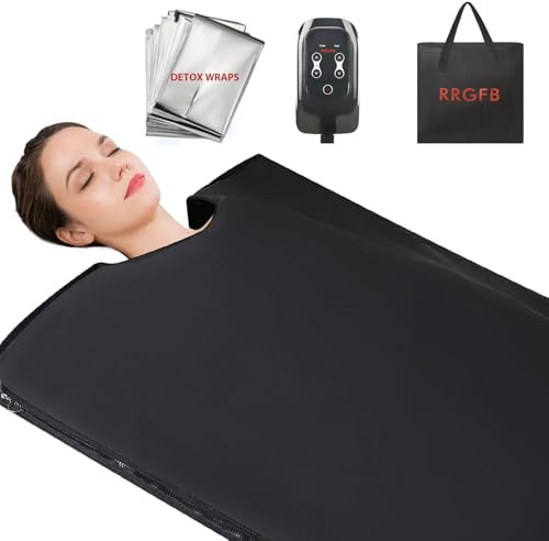 RRGFB Infrared Sauna Blanket for Home, PU Leather Portable Dry Sauna Bag for Weight Loss and Detox, Low EMF Carbon Crystal Heating, 5.9ft×3ft
