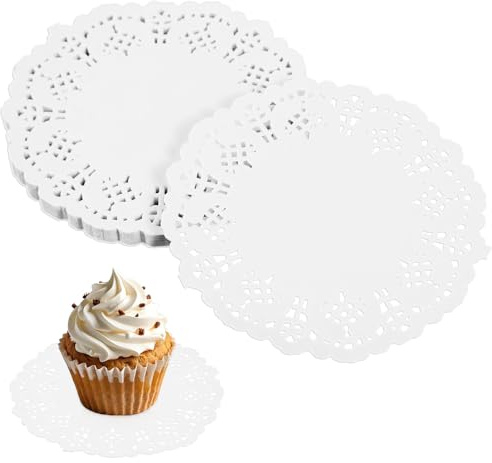 Sorcristy 300 Stück Rund Papierdeckchen, 9 cm Weiß Spitzendeckchen Rund Tortenspitze Papierdeckchen Untersetzer für Kuchen Hochzeit Geburtstag Geschirrdekoration