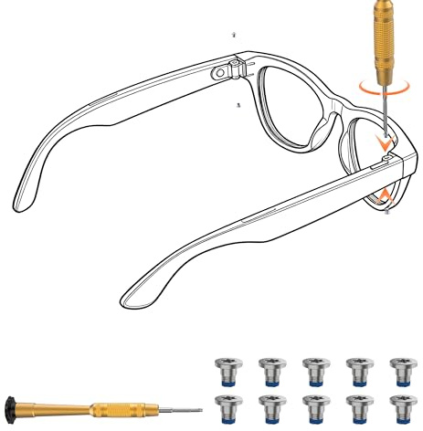 HiBloks Juego de Destornillador y Tornillos para Gafas Ray-Ban Meta Wayfarer/Skyler/Headliner Gen 2 y Oakley Meta HSTN, Incluye 1 Destornillador y 10 Tornillos para Gafas Inteligentes Meta Gen 2