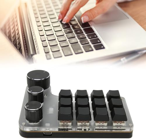 Hamwesh Teclado, 12 Teclas de 3 Lápidas Mini Teclado Mecánico con Interruptor Rojo para Vista OS X, de Juego Macro Programable Ergonómico para el Trabajo y OSU (BT inalámbrico (batería incorporada