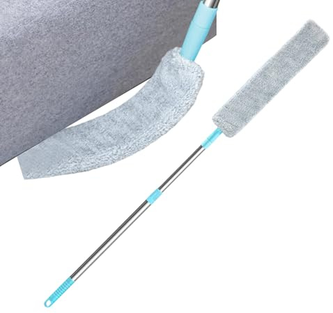 Plumero plano extensible – Herramienta de limpieza flexible de 130 cm, alcance flexible debajo de electrodomésticos, herramienta ligera para quitar el polvo para suelos, muebles y espacios difíciles