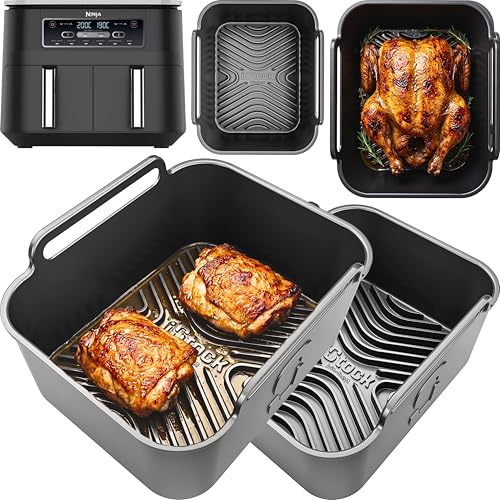AirFlow Pro™ Ninja 7.6L AF300UK Silicone Liners | Glove-Like Fit for Ninja AF300UK | 15mm Ridges for Crisp AirFlow + 3mm Thick | Dishwasher Safe | Ninja AF300UK Accessories 2PCS | by iStock Kitchen