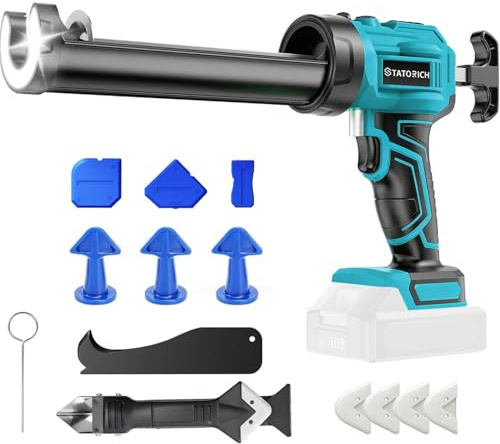 Pistolet à Cartouche sans Fil compatible with Makita 18V(sans batterie), moteur sans balais, 4 vitesses réglables avec LED, pour cartouches 300 ml – Pistolet à mastic professionnel pour rénovation