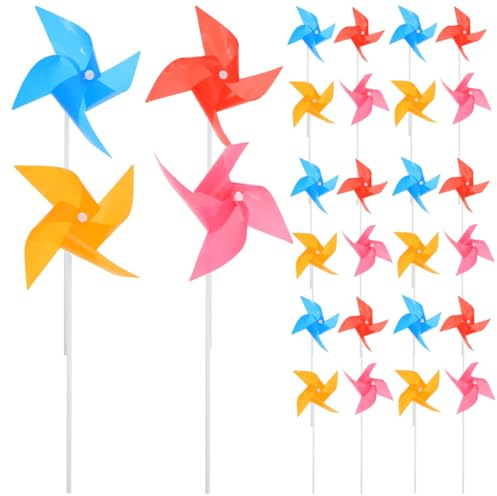 SHINEOFI 100pcs Colorful Windmill Toy, Plastic Windmill Pinwheel DIY Wind Pinwheels for Kids Children Outdoor Courtyards Playing, Picnic Farm Party Decor