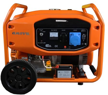 ANOVA - Generador Gasolina | 5,5 kVA arranque eléctrico | Para Suministro Eléctrico en Obras, Camping y Emergencias | Diseño Robusto y Larga Durabilidad