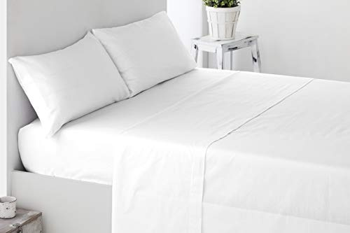 Miracle Home. Fundas de almohada, 2 unidades, 50 % algodón, cierre de sobre, antipeeling. 70 x 50. Cama 135, Blanco
