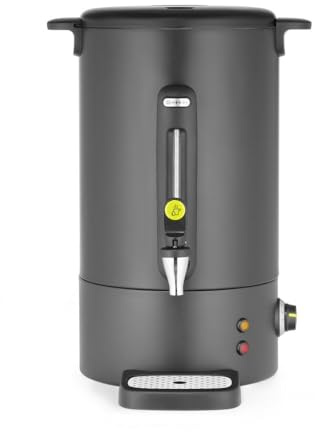 HENDI Heißgetränkespender, UNIQ, für Glühwein und Wasser, 16L, Schwarz | Tropffreier Zapfhahn, Wasserstandsanzeige, Glühweinkocher, Heißgetränkeautomat, 230V/1650W, 357x380x(H)502mm, Edelstahl, PP