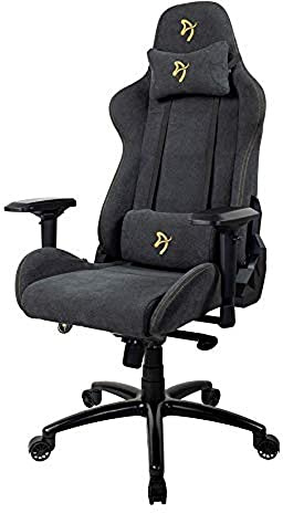 Arozzi Verona Signature Soft Fabric Ergonomic Computer Gaming/Bürostuhl mit Liegestuhl, schwenkbar, neigbar, Wippe, 4D Armlehnen und Nacken- und Lendenkissen
