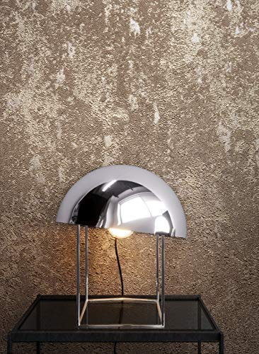 NEWROOM Tapete Braun Vliestapete Leicht Glänzend - Betontapete Uni Gold Silber Beton Putz Modern Industrial Betonoptik Putzoptik inkl. Tapezier-Ratgeber