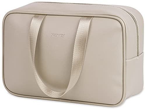 Volle Größe Kulturbeutel Große Kosmetiktasche Reise Make-up Taschen Organizer für Damen und Frauen (Braun)