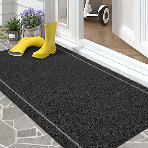 Color G Felpudo Entrada Casa, Felpudo Exterior Impermeable, Alfombra Entrada Casa Lavable Atrapar Suciedad, Alfombrilla Antideslizantes Cuidado Fácil para Exterior, Pasillo (60x120 cm, Negro)