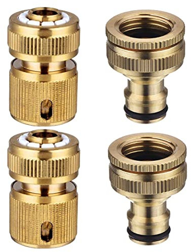 Tesmotor Messing Gartenschlauch Wasserhahn Anschluss 2-in-1 Gartenschlauch Wasserhahn Anschluss & 1/2 Garten Rasen Messing Gartenschlauch-Anschluss 4Pack