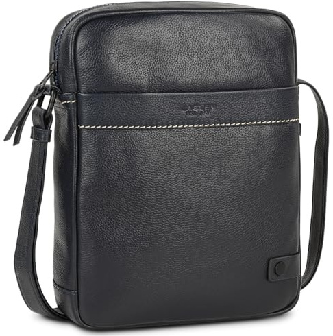 JASLEN - Men's Leather Crossbody Messenger Bag Stylish Herrentasche Umhängen Leder Shoulder Bag Vintage Lederhandtasche Herren Casual Travel, Marine Blau