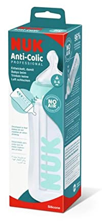 NUK First Choice Anti-Kolik-Flasche (0-6 Monate) | Temperaturkontrolle | 300 ml | BPA-frei | Silikonsauger | Blau