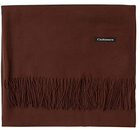 Skcess Schal Damen Kaschmir, Winterschal Damen Braun Einfarbig mit Quaste Scarf Unisex 200X70CM(79X28In)
