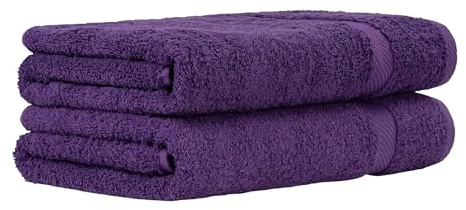 Luckytowel Handtücher Set 50x100 cm – Oeko-TEX Handtuch-Set aus 100% Baumwolle mit 600 g/m² – Frottiertücher mit Aufhängeschlaufe – flauschig & saugstark – Frottee Handtuchset – 2er Pack Lila
